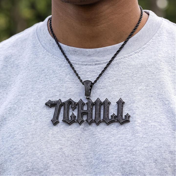 Iced Out Black Spiny Custom Name Pendant Iced Out Black Spiny Custom Name Pendant
