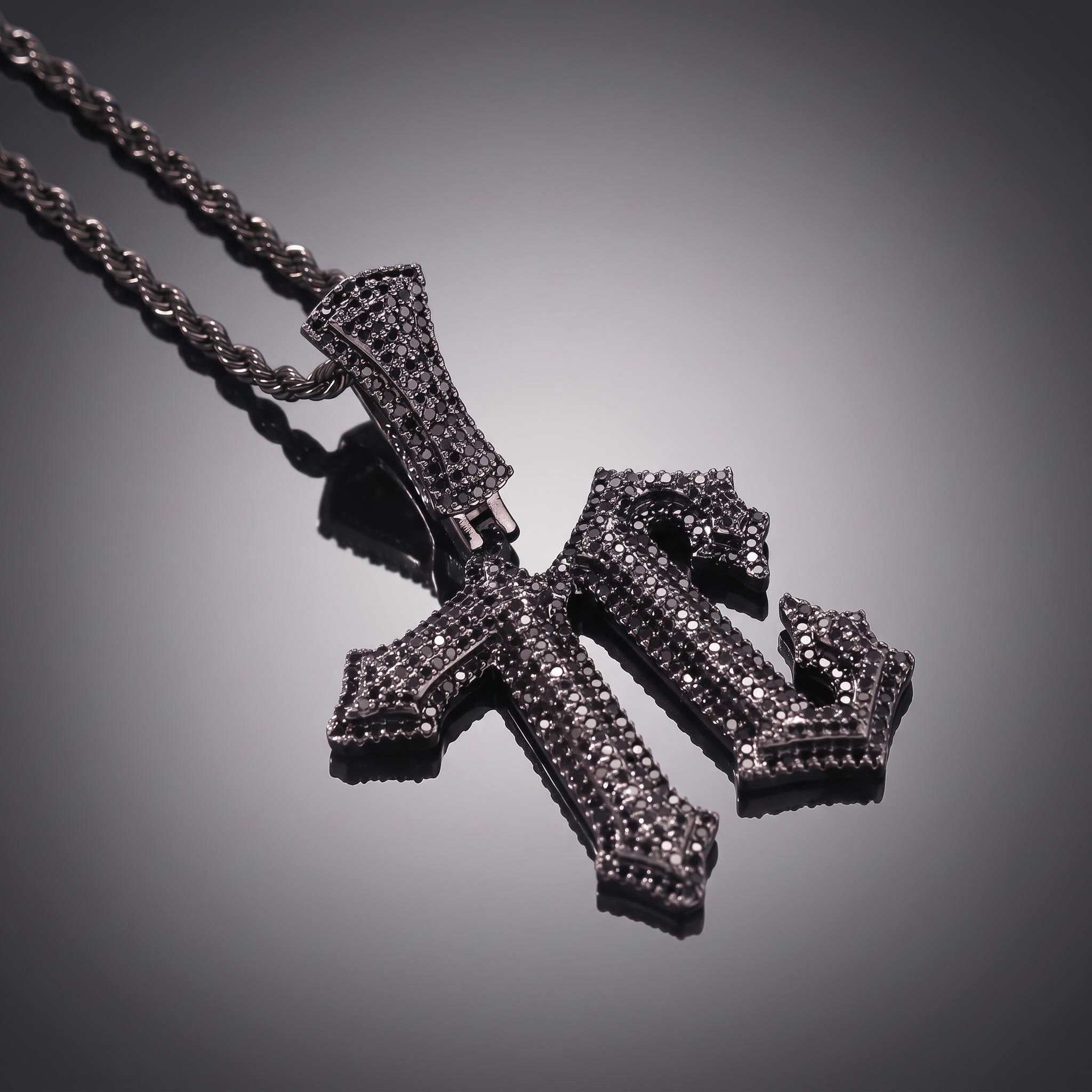 Iced Out Black Spiny Custom Name Pendant Iced Out Black Spiny Custom Name Pendant