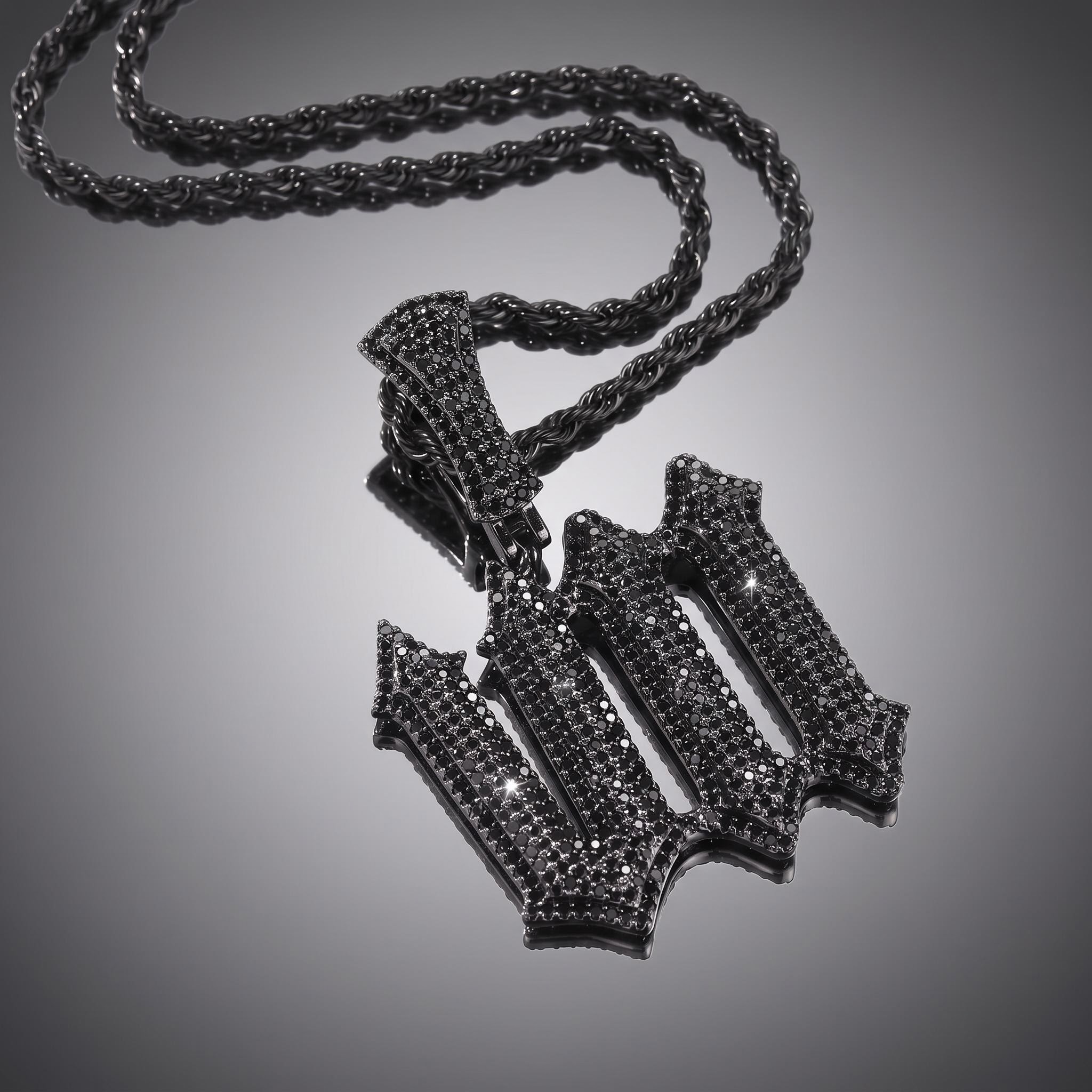 Iced Out Black Spiny Custom Name Pendant Iced Out Black Spiny Custom Name Pendant