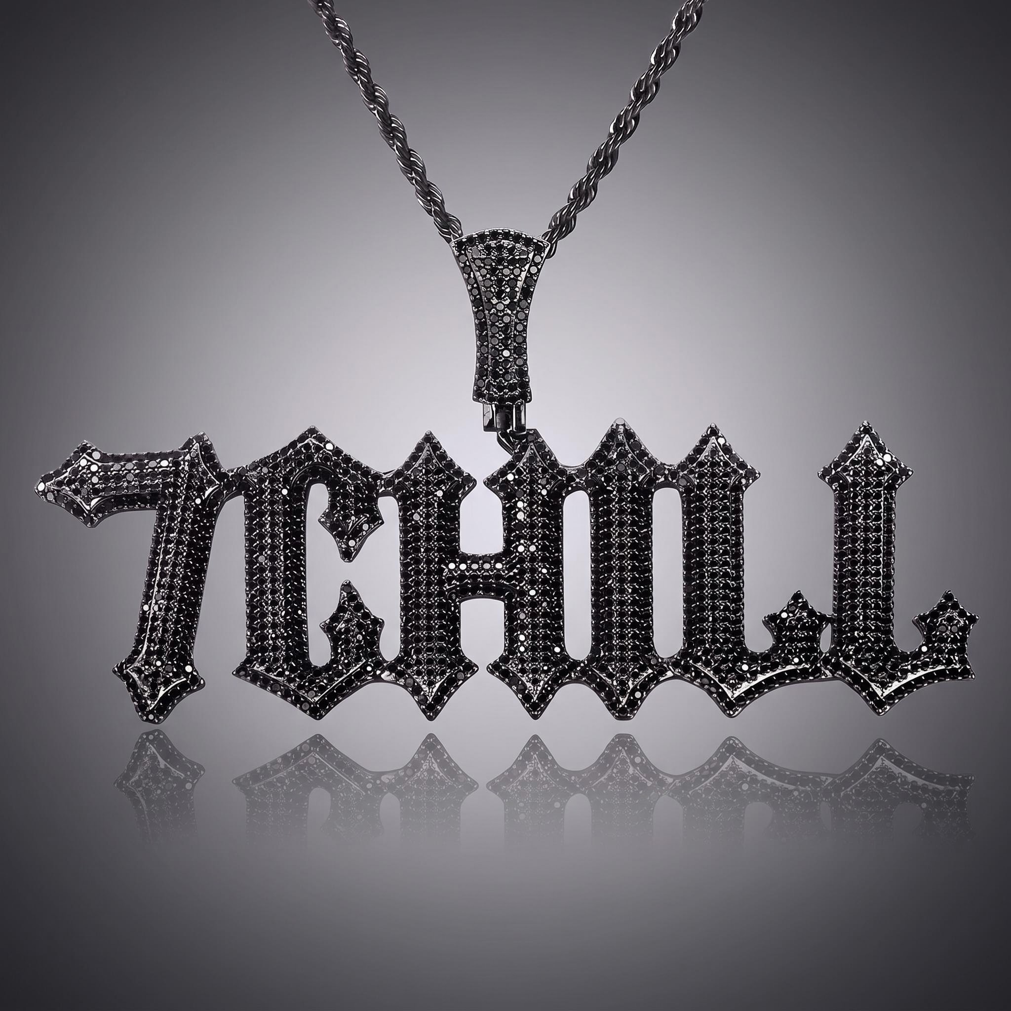Iced Out Black Spiny Custom Name Pendant Iced Out Black Spiny Custom Name Pendant