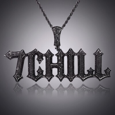 Iced Out Black Spiny Custom Name Pendant
