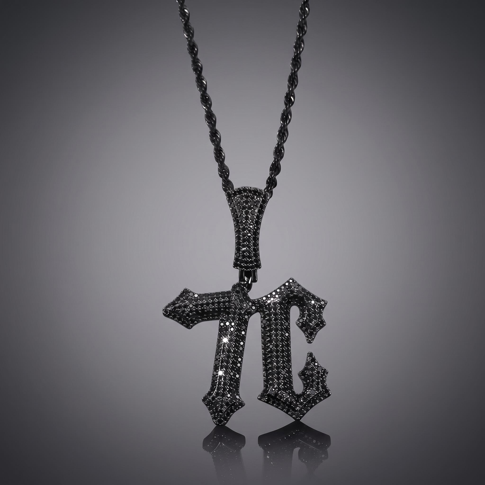 Iced Out Black Spiny Custom Name Pendant Iced Out Black Spiny Custom Name Pendant
