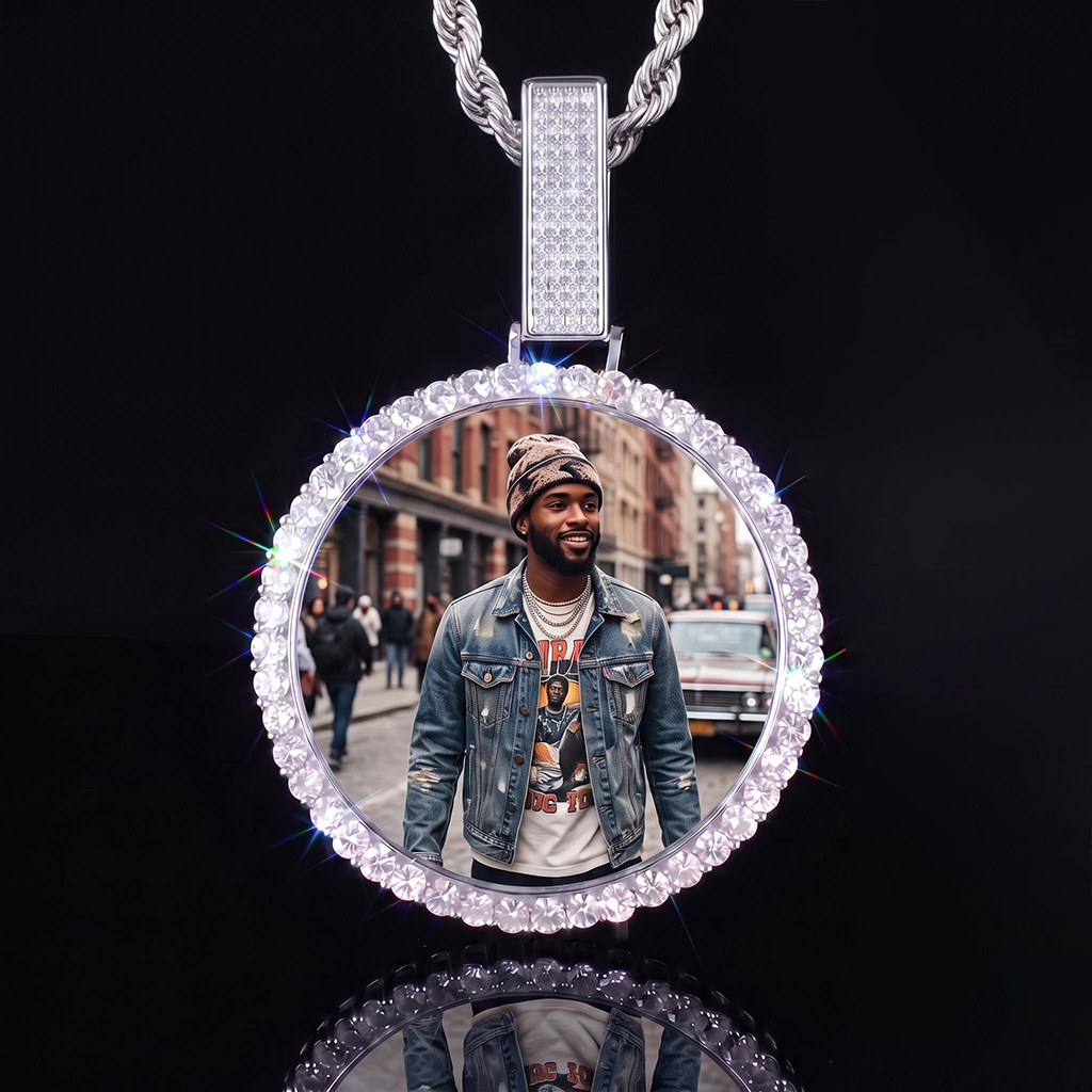 Iced Out 2.6-Inch Round Custom Photo Pendant Iced Out 2.6-Inch Round Custom Photo Pendant