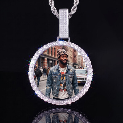 Iced Out 2.6-Inch Round Custom Photo Pendant