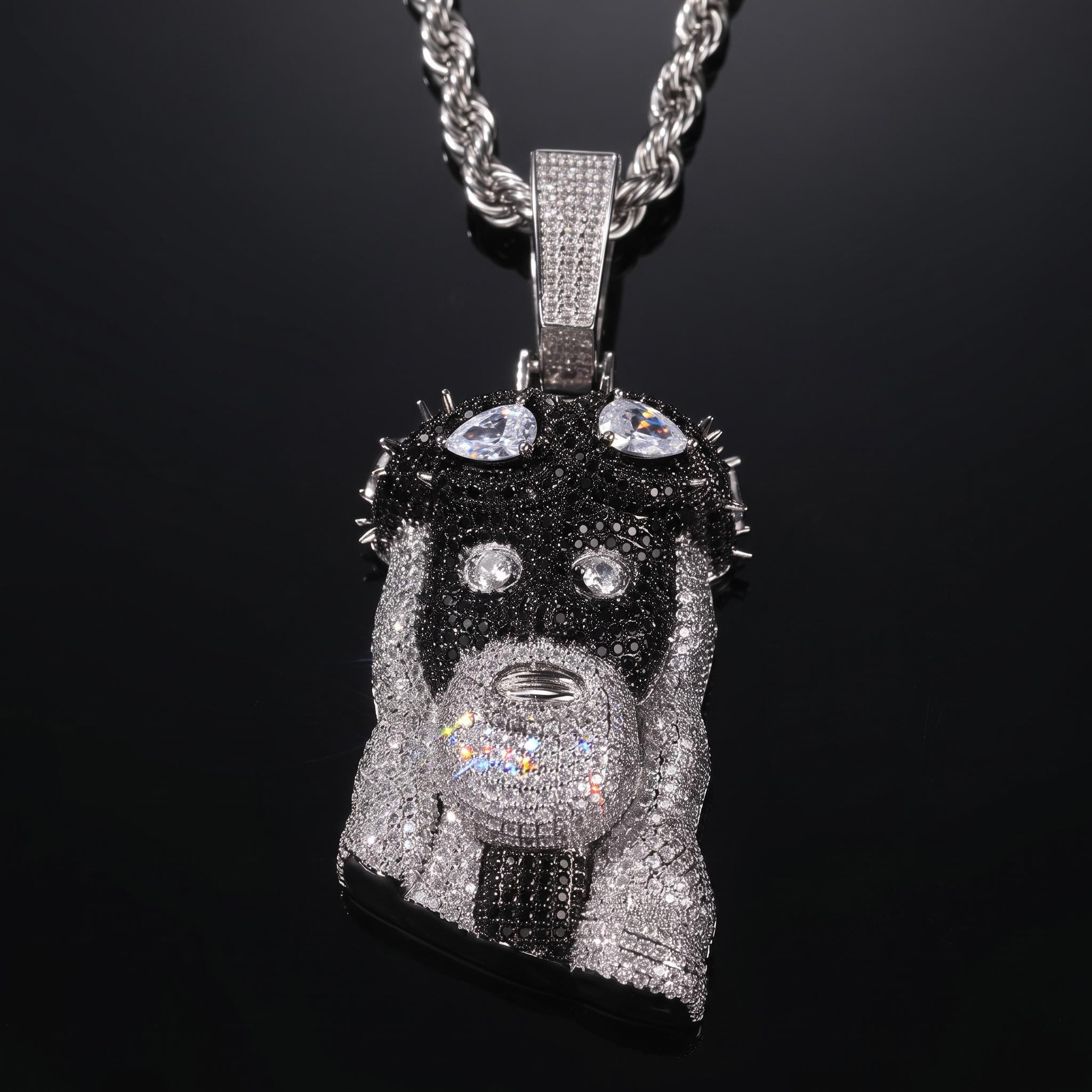 Iced Out Pear Cut Black Jesus Pendant Iced Out Pear Cut Black Jesus Pendant
