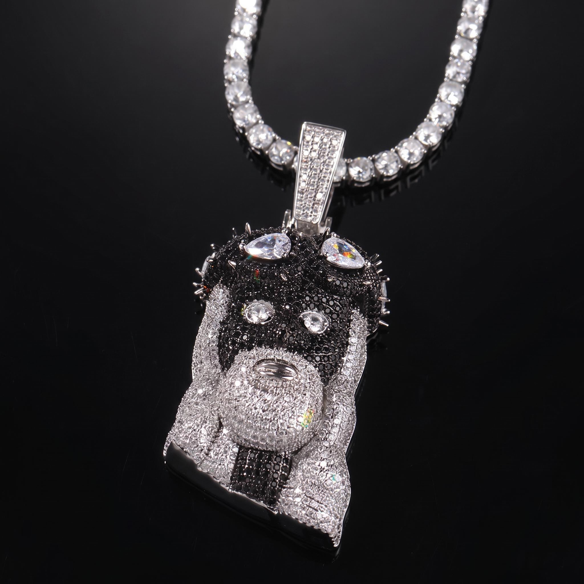 Iced Out Pear Cut Black Jesus Pendant Iced Out Pear Cut Black Jesus Pendant
