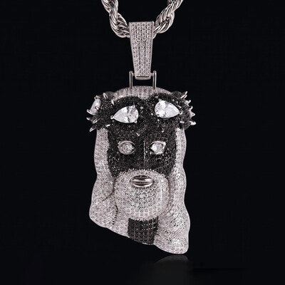 Iced Out Pear Cut Black Jesus Pendant