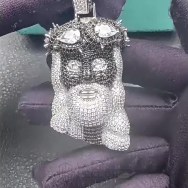 Iced Out Pear Cut Black Jesus Pendant Iced Out Pear Cut Black Jesus Pendant