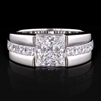 Iced Out Princess Cut Statement Ring