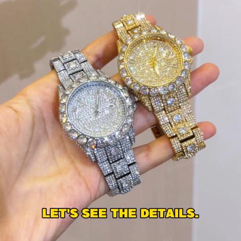 Iced Out Round Cut Date Men's Watch in White Gold Iced Out Round Cut Date Men's Watch in White Gold