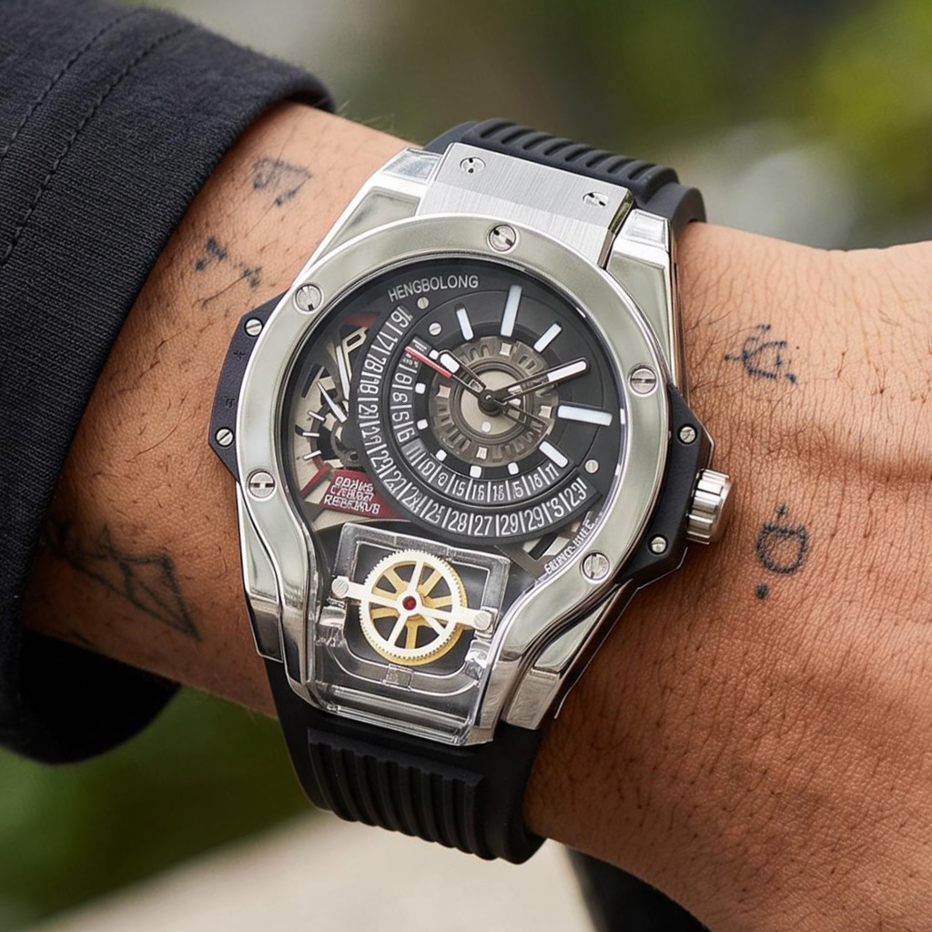 Stainless Steel Men's Watch with Black Silicone Strap Stainless Steel Men's Watch with Black Silicone Strap