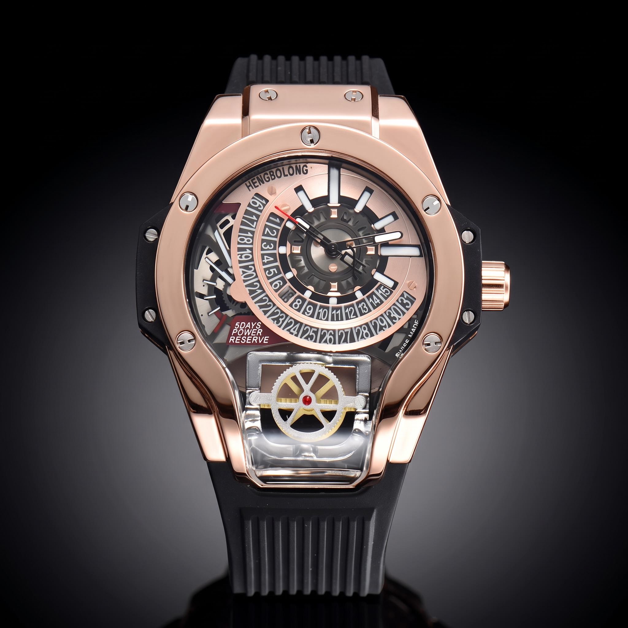 Stainless Steel Silicone Strap Men's Watch in Rose Gold Stainless Steel Silicone Strap Men's Watch in Rose Gold