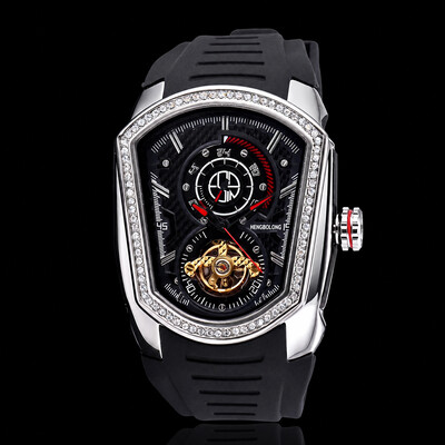 Iced Out Skeleton Silicone Strap Mechanical Watch