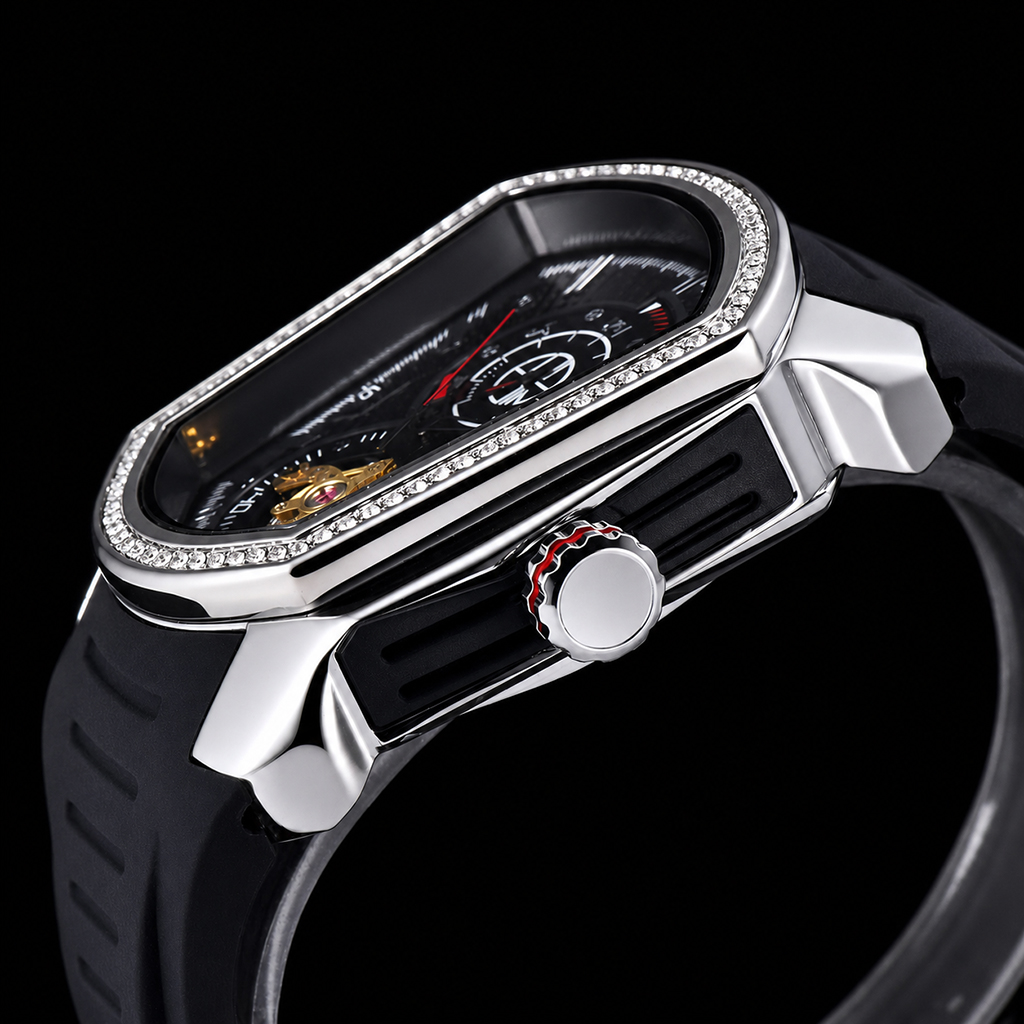Iced Out Skeleton Silicone Strap Mechanical Watch
