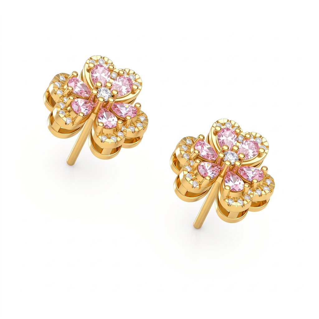 0.77 ct.tw. Four Leaf Clover Pink Pear Cut Stud Earrings 0.77 ct.tw. Four Leaf Clover Pink Pear Cut Stud Earrings