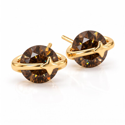 1.0 ct.tw. Star Accent Round Cut Bezel Set Stud Earrings