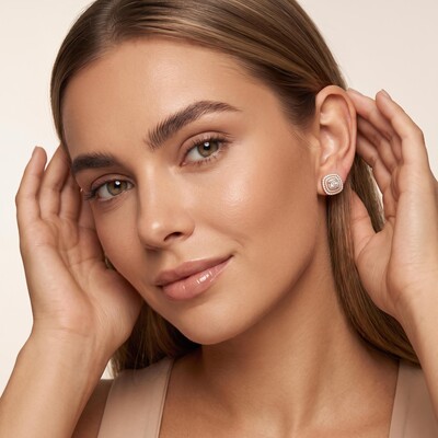 0.41 ct.tw. Cushion Shaped Pave Set Sparkling Stud Earrings