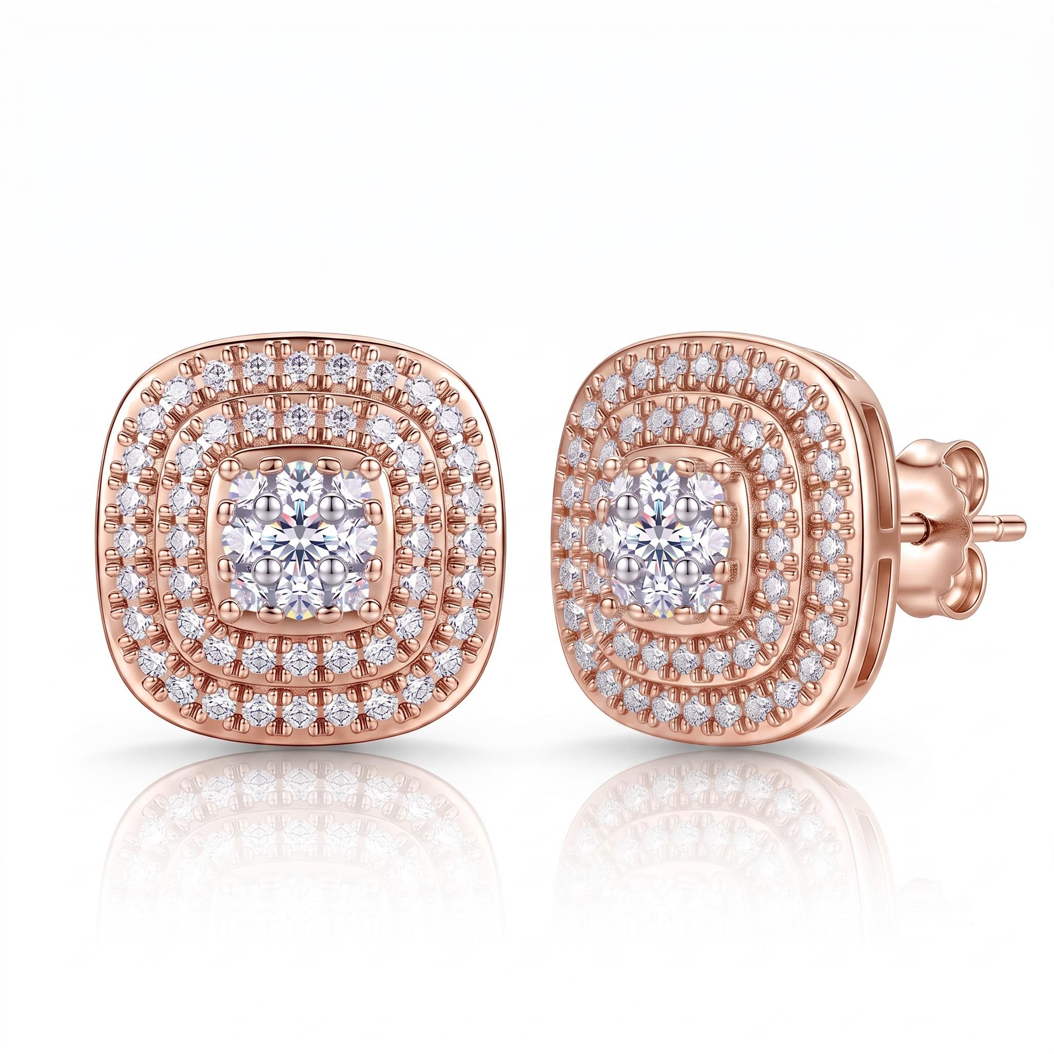 0.41 ct.tw. Cushion Shaped Pave Set Sparkling Stud Earrings 0.41 ct.tw. Cushion Shaped Pave Set Sparkling Stud Earrings