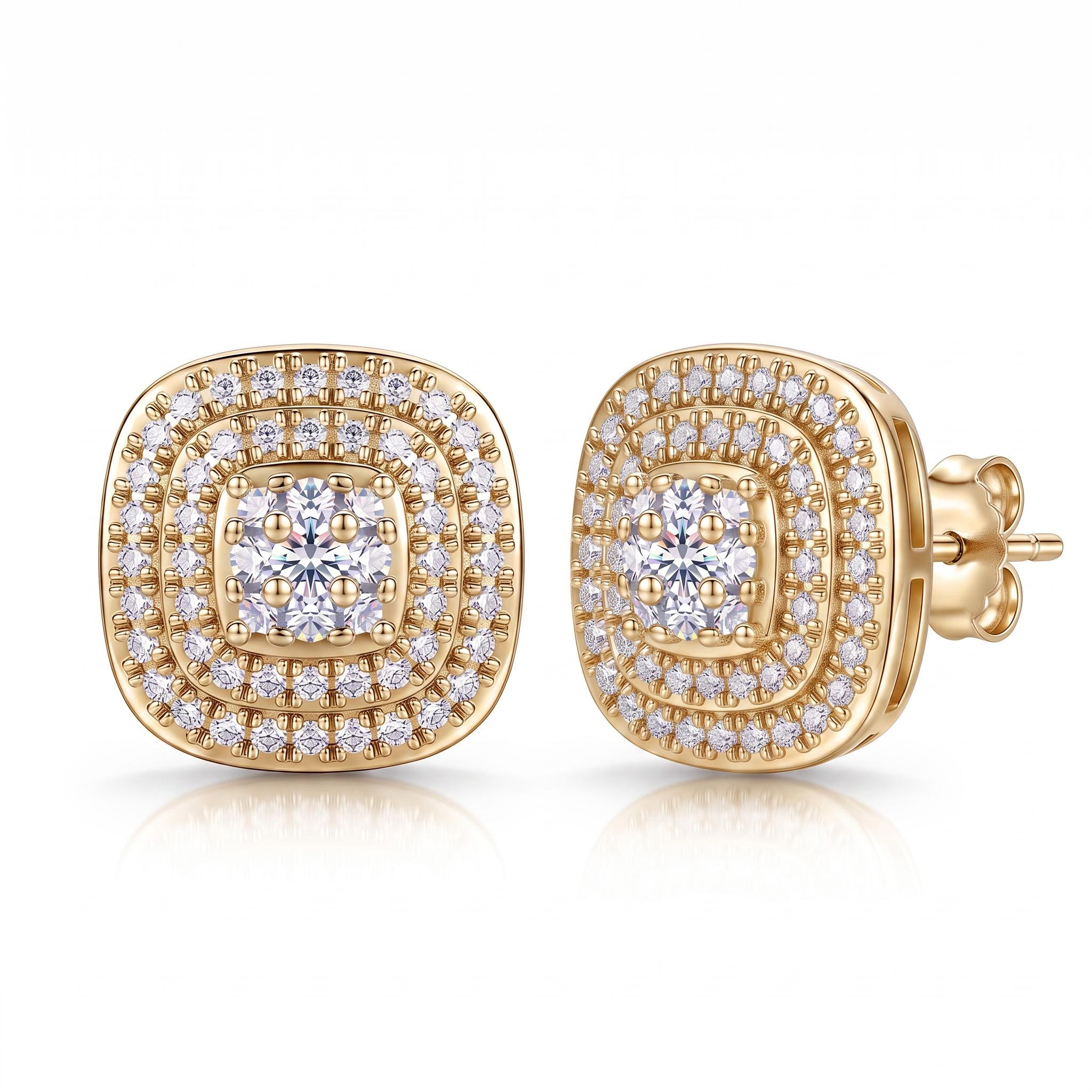 0.41 ct.tw. Cushion Shaped Pave Set Sparkling Stud Earrings 0.41 ct.tw. Cushion Shaped Pave Set Sparkling Stud Earrings