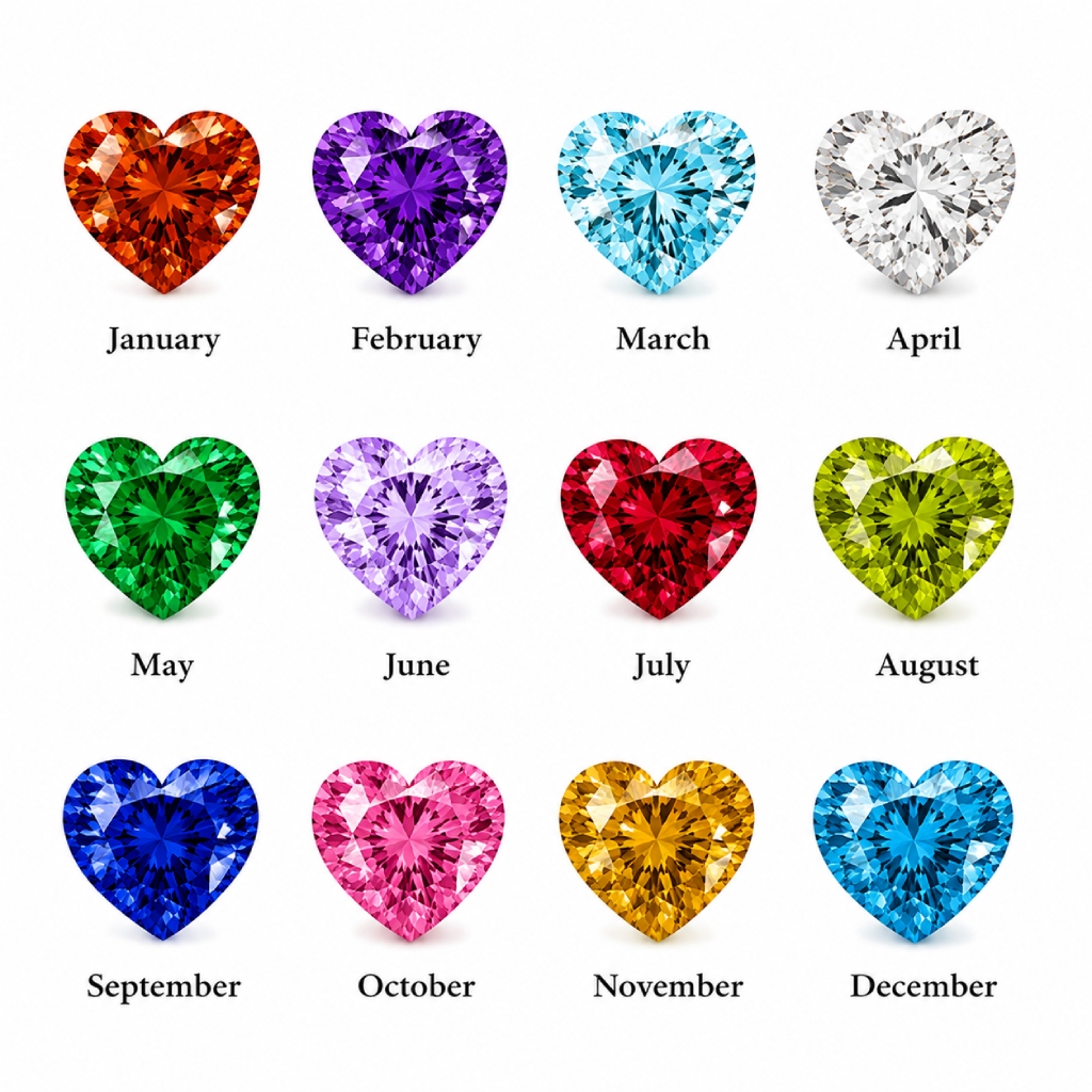 1.7 ct.tw. Personalized Birthstone Double Heart Cut Stud Earrings 1.7 ct.tw. Personalized Birthstone Double Heart Cut Stud Earrings