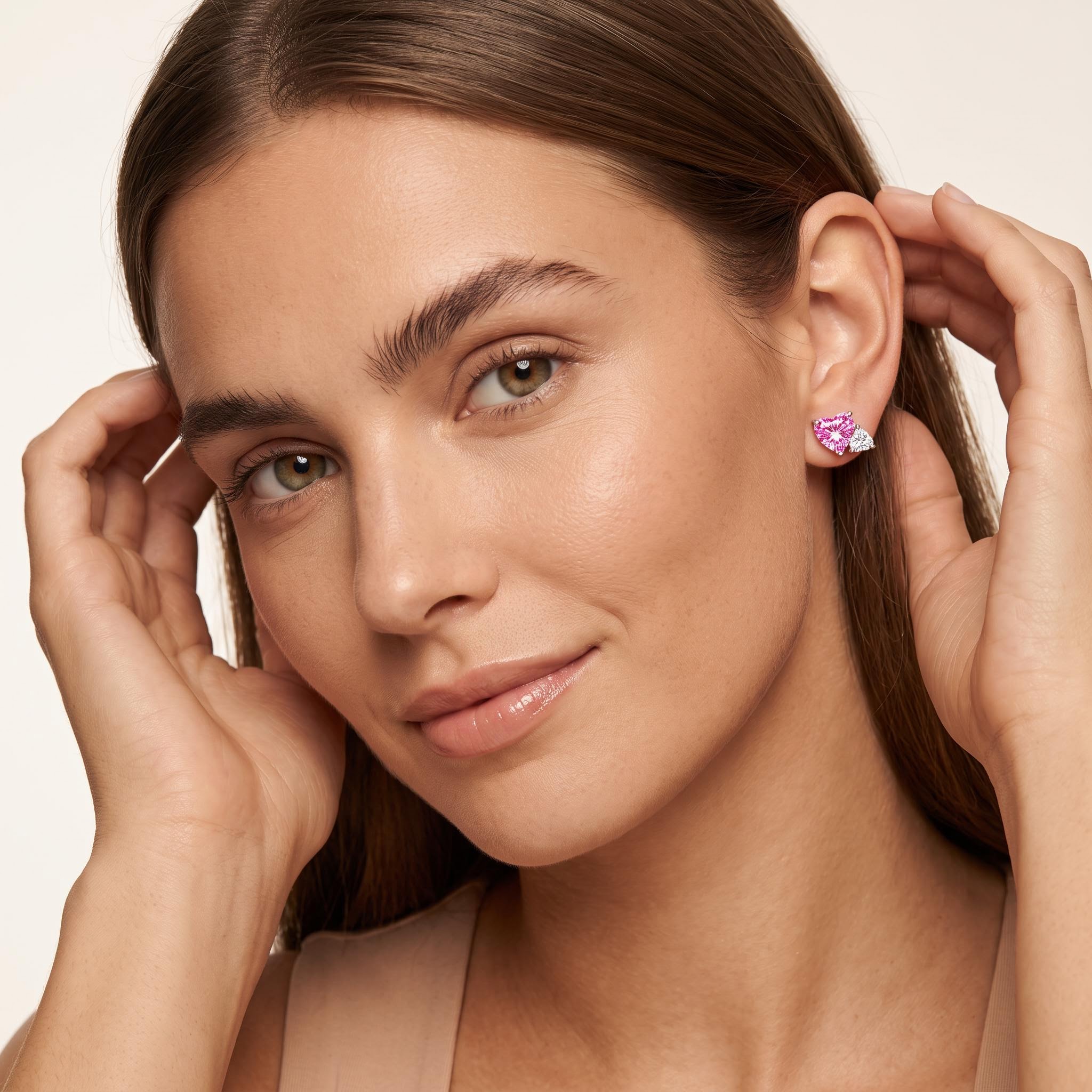 1.7 ct.tw. Personalized Birthstone Double Heart Cut Stud Earrings 1.7 ct.tw. Personalized Birthstone Double Heart Cut Stud Earrings