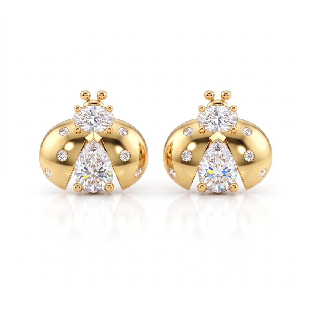 1.38 ct.tw. Cute Ladybug Multi-cut Stud Earrings 1.38 ct.tw. Cute Ladybug Multi-cut Stud Earrings