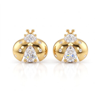 1.38 ct.tw. Cute Ladybug Multi-cut Stud Earrings