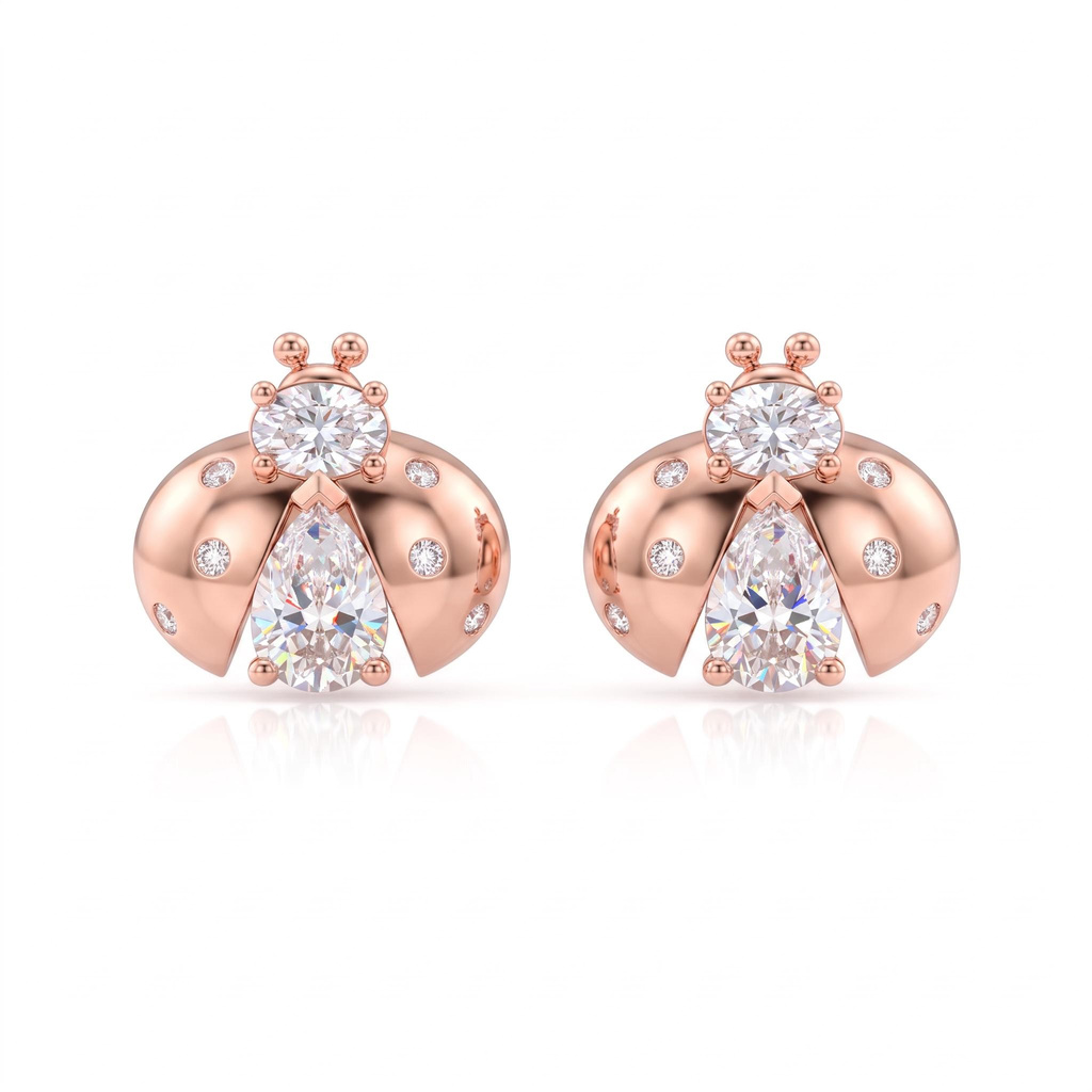 1.38 ct.tw. Cute Ladybug Multi-cut Stud Earrings 1.38 ct.tw. Cute Ladybug Multi-cut Stud Earrings