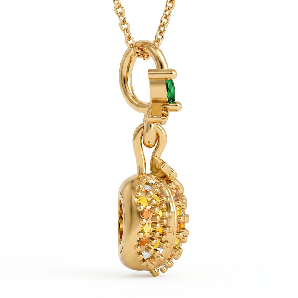 0.35 ct.tw. Pumpkin Pendant Necklace with Pave-Set Gemstones