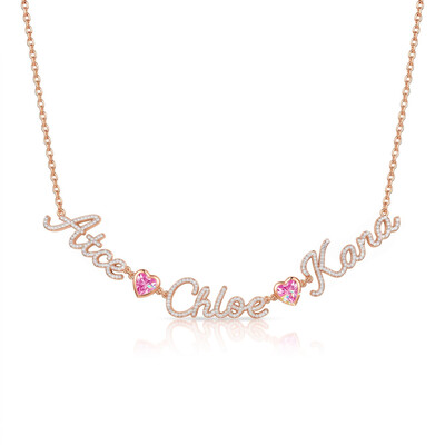 3.3 ct.tw. Personalized Pave 3 Name Pink Heart Necklace