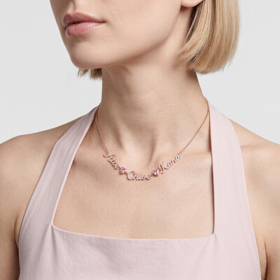 3.3 ct.tw. Personalized Pave 3 Name Pink Heart Necklace