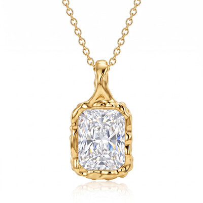 4ct.tw. Vintage Hammered Bezel-Set Elongated Radiant Cut Pendant Necklace