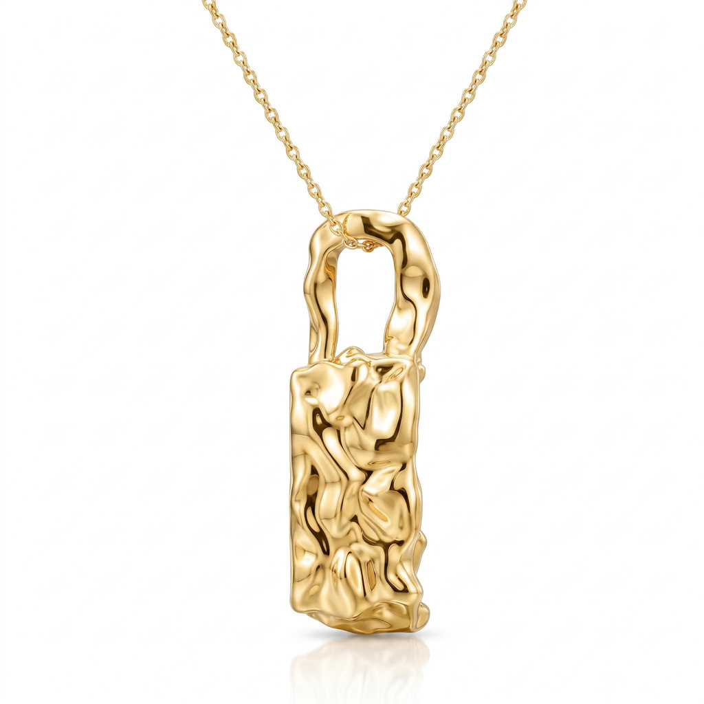 4ct.tw. Vintage Hammered Bezel-Set Elongated Radiant Cut Pendant Necklace 4ct.tw. Vintage Hammered Bezel-Set Elongated Radiant Cut Pendant Necklace