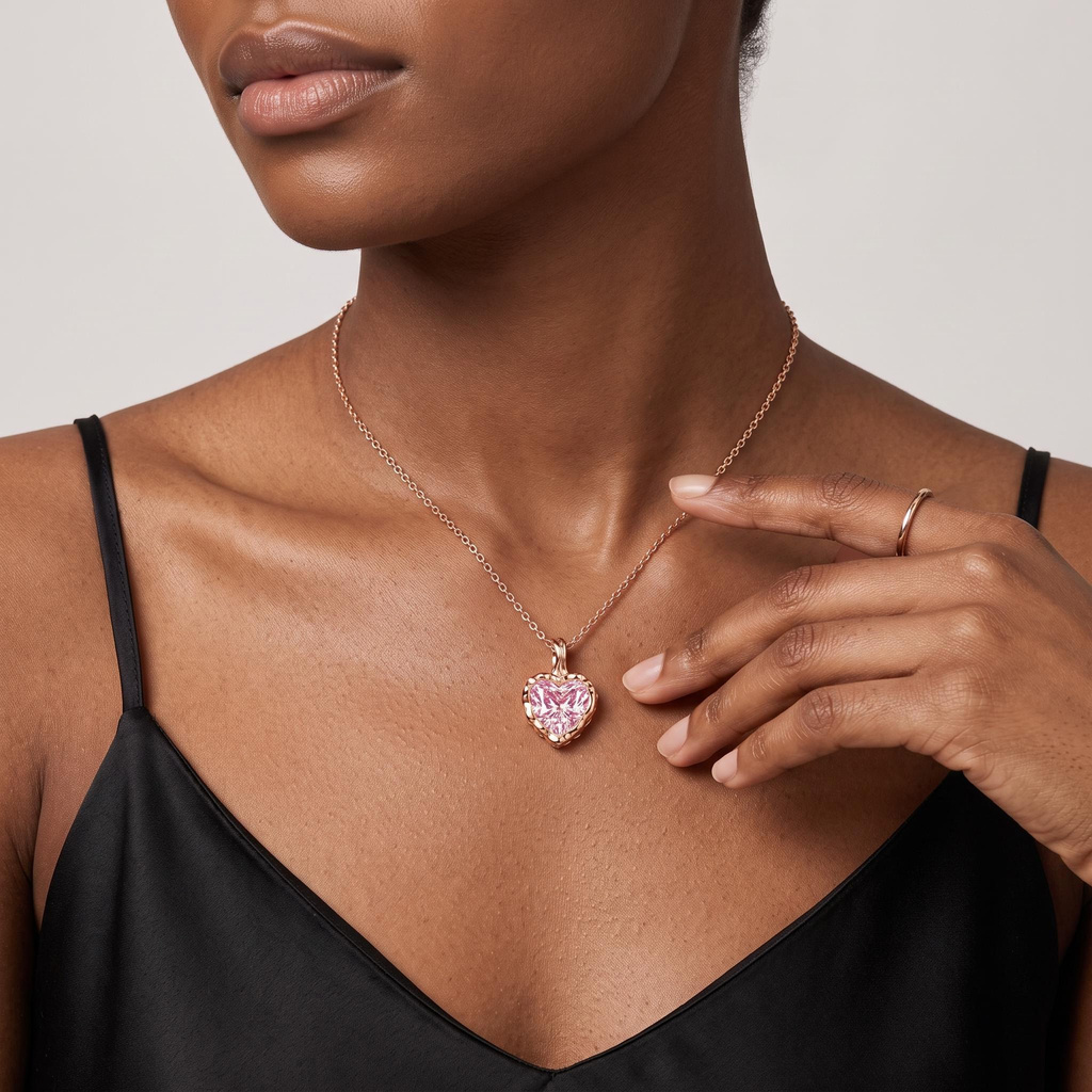 2 ct.tw. Vintage Hammered Bezel-Set Heart Pendant Necklace with an Integrated Irregular Bail 2 ct.tw. Vintage Hammered Bezel-Set Heart Pendant Necklace with an Integrated Irregular Bail