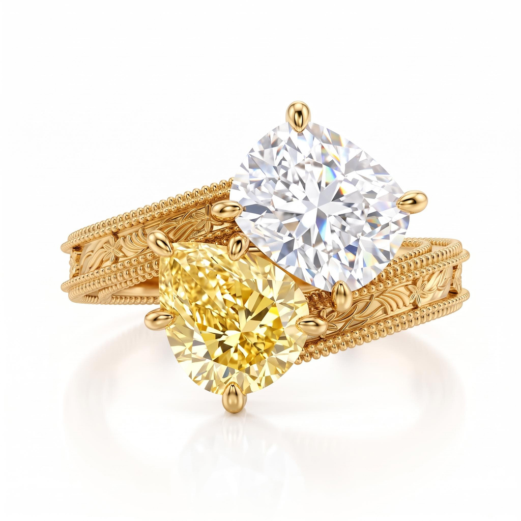 8.72 ct.tw. Vintage Carved Champagne Ring