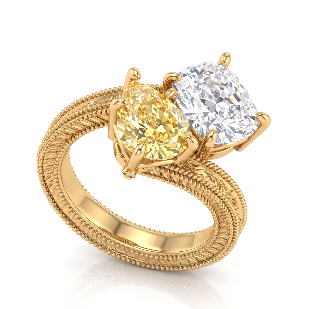 8.72 ct.tw. Vintage Carved Champagne Ring