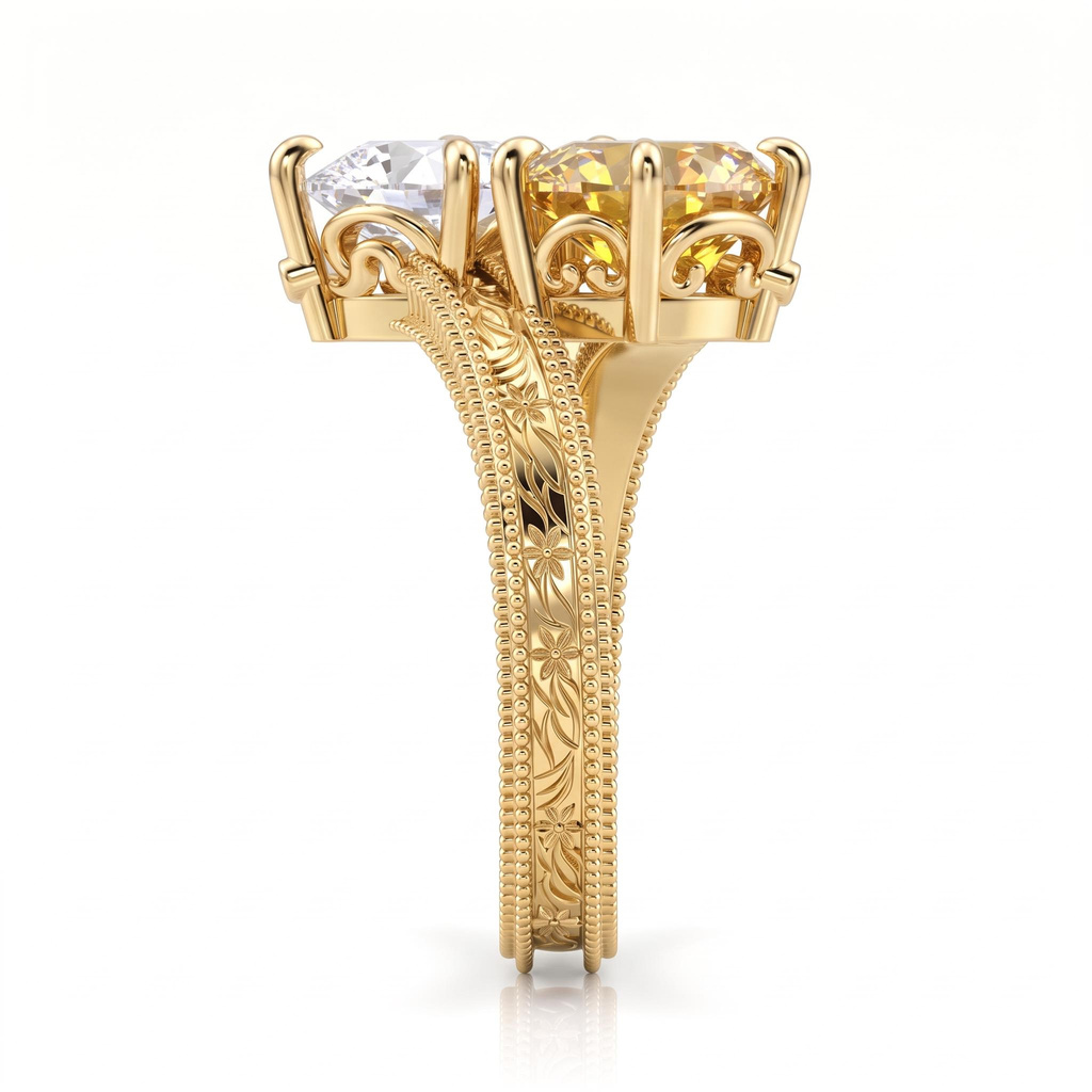 8.72 ct.tw. Vintage Carved Champagne Ring