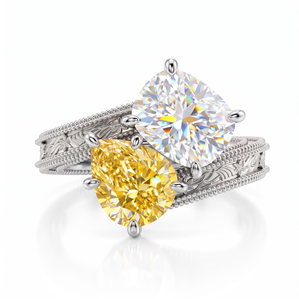 8.72 ct.tw. Vintage Carved Champagne Ring
