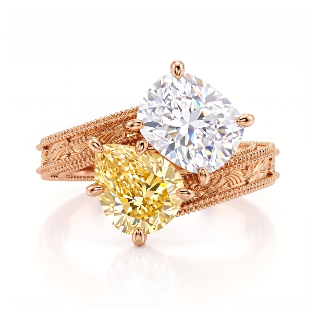 8.72 ct.tw. Vintage Carved Champagne Ring