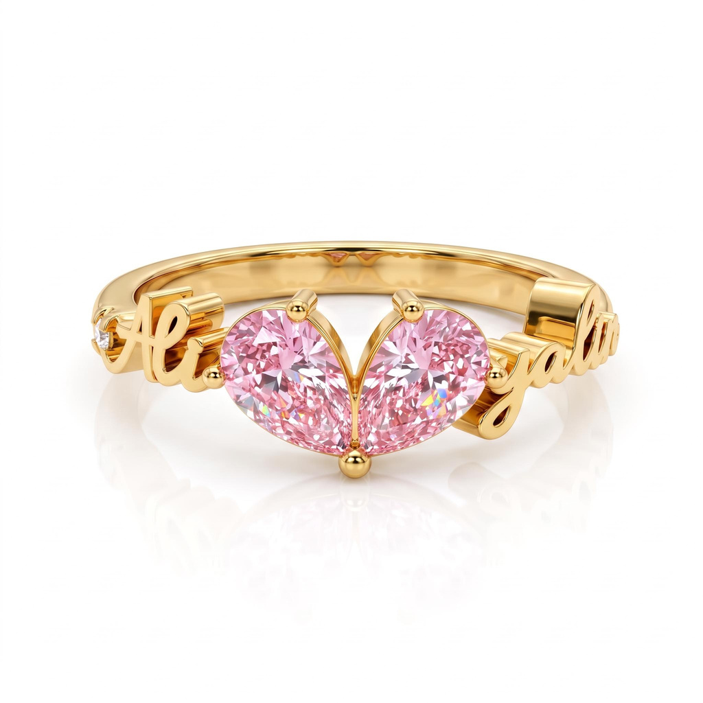 0.87ct.tw. Customizable Pear-shaped Heart Pink Diamond Ring 0.87ct.tw. Customizable Pear-shaped Heart Pink Diamond Ring