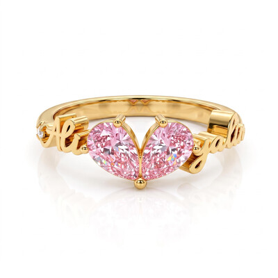 0.87ct.tw. Customizable Pear-shaped Heart Pink Diamond Ring