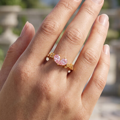 0.87ct.tw. Customizable Pear-shaped Heart Pink Diamond Ring