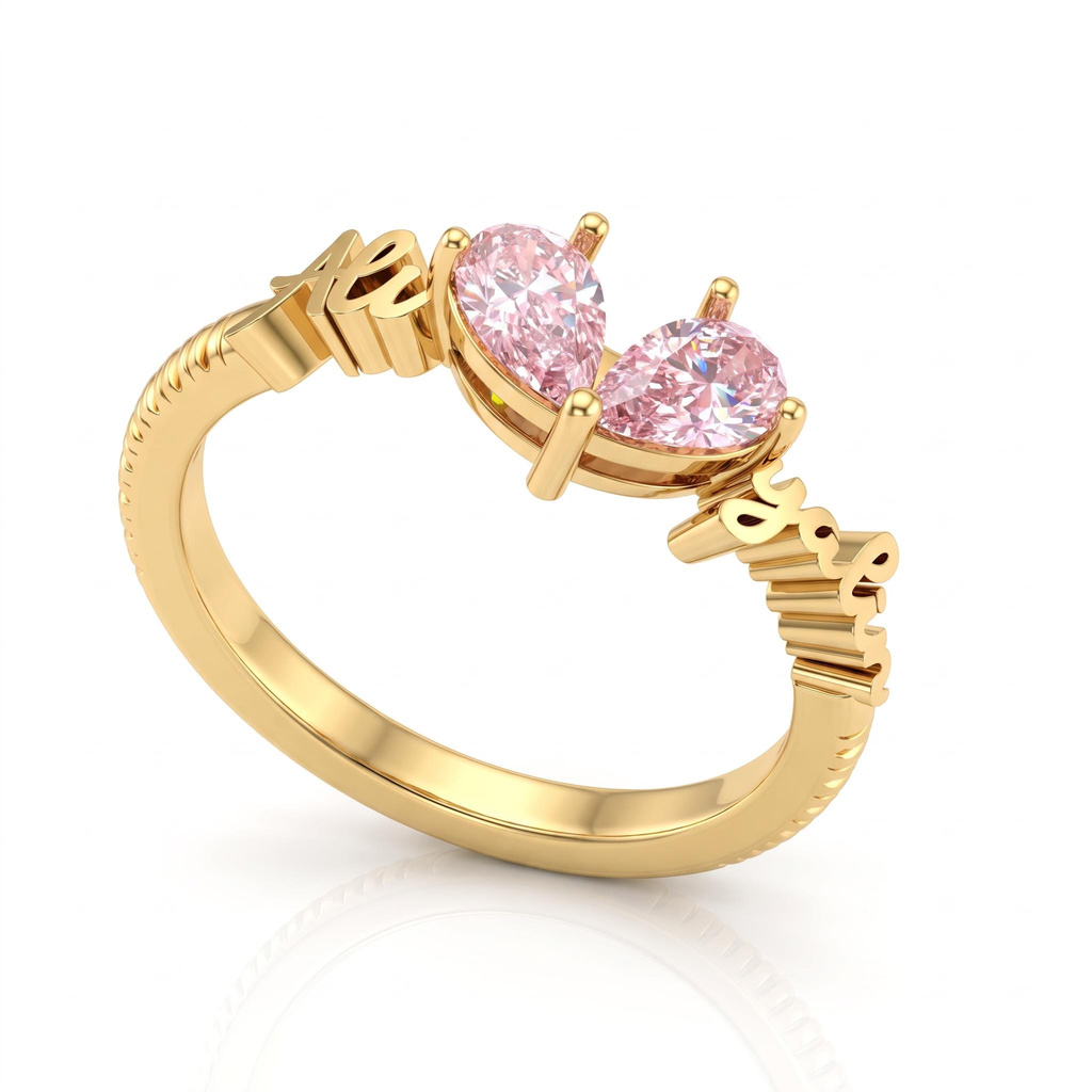 0.87ct.tw. Customizable Pear-shaped Heart Pink Diamond Ring 0.87ct.tw. Customizable Pear-shaped Heart Pink Diamond Ring
