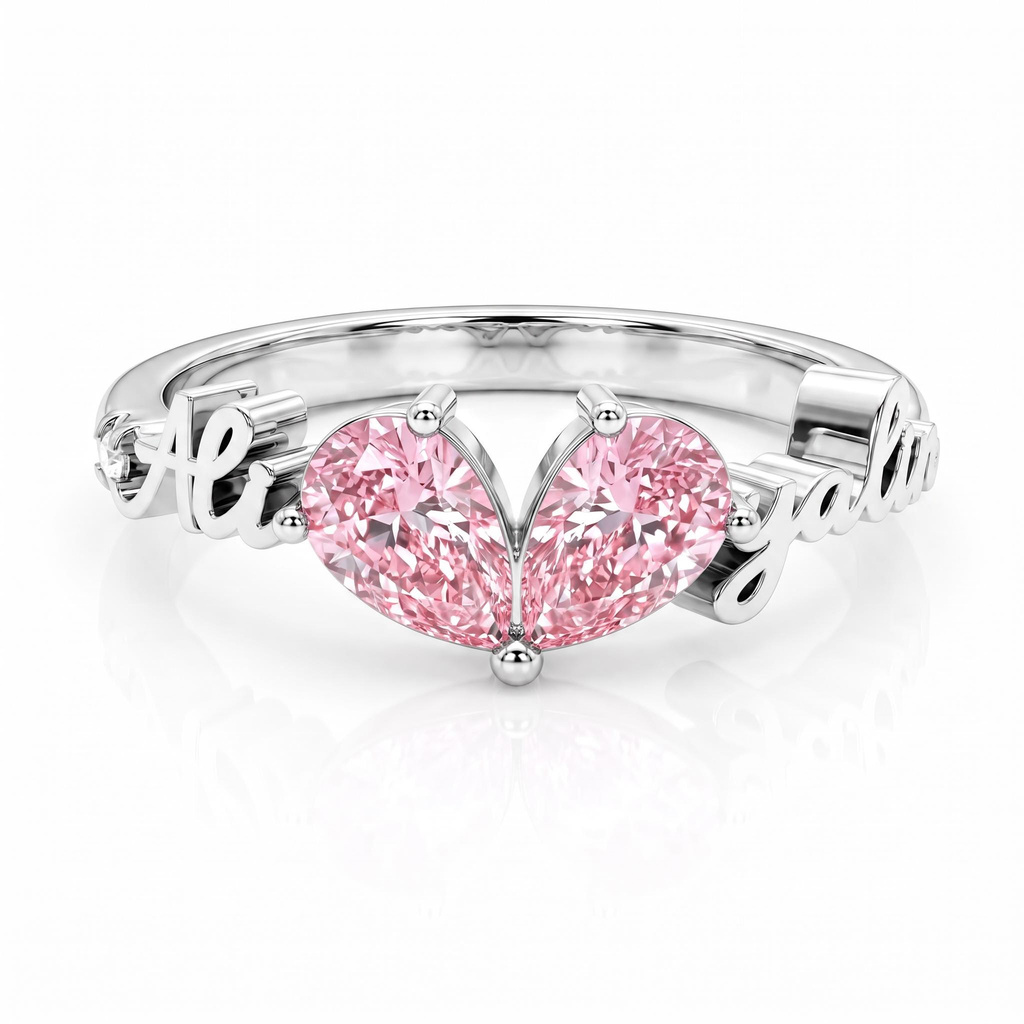 0.87ct.tw. Customizable Pear-shaped Heart Pink Diamond Ring 0.87ct.tw. Customizable Pear-shaped Heart Pink Diamond Ring
