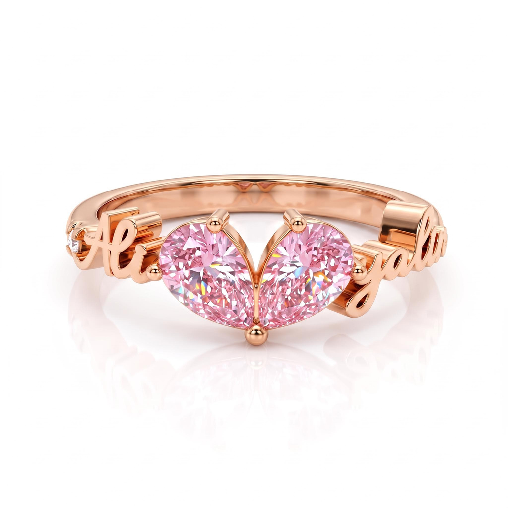 0.87ct.tw. Customizable Pear-shaped Heart Pink Diamond Ring 0.87ct.tw. Customizable Pear-shaped Heart Pink Diamond Ring
