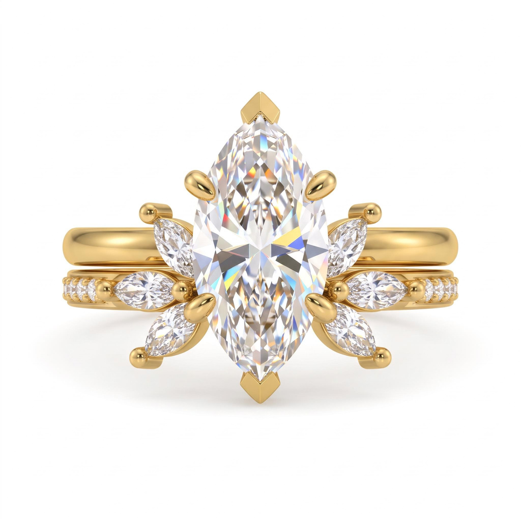 3.52 ct.tw. Marquise-Cut White Diamond Floral Ring Set 3.52 ct.tw. Marquise-Cut White Diamond Floral Ring Set