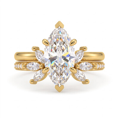 3.52 ct.tw. Marquise-Cut White Diamond Floral Ring Set