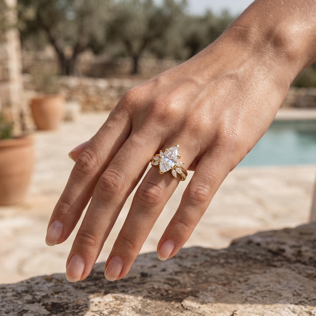 3.52 ct.tw. Marquise-Cut White Diamond Floral Ring Set 3.52 ct.tw. Marquise-Cut White Diamond Floral Ring Set