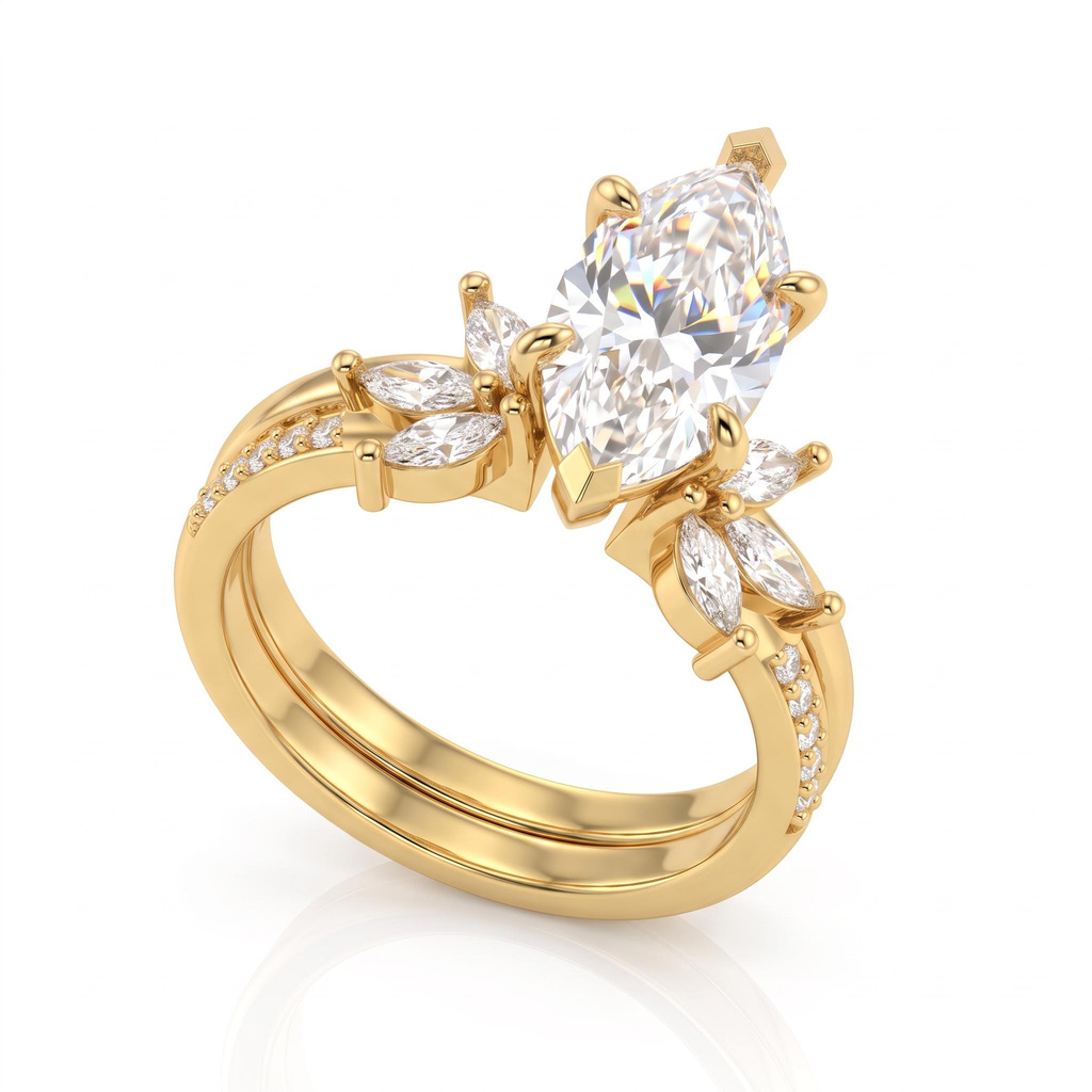 3.52 ct.tw. Marquise-Cut White Diamond Floral Ring Set 3.52 ct.tw. Marquise-Cut White Diamond Floral Ring Set