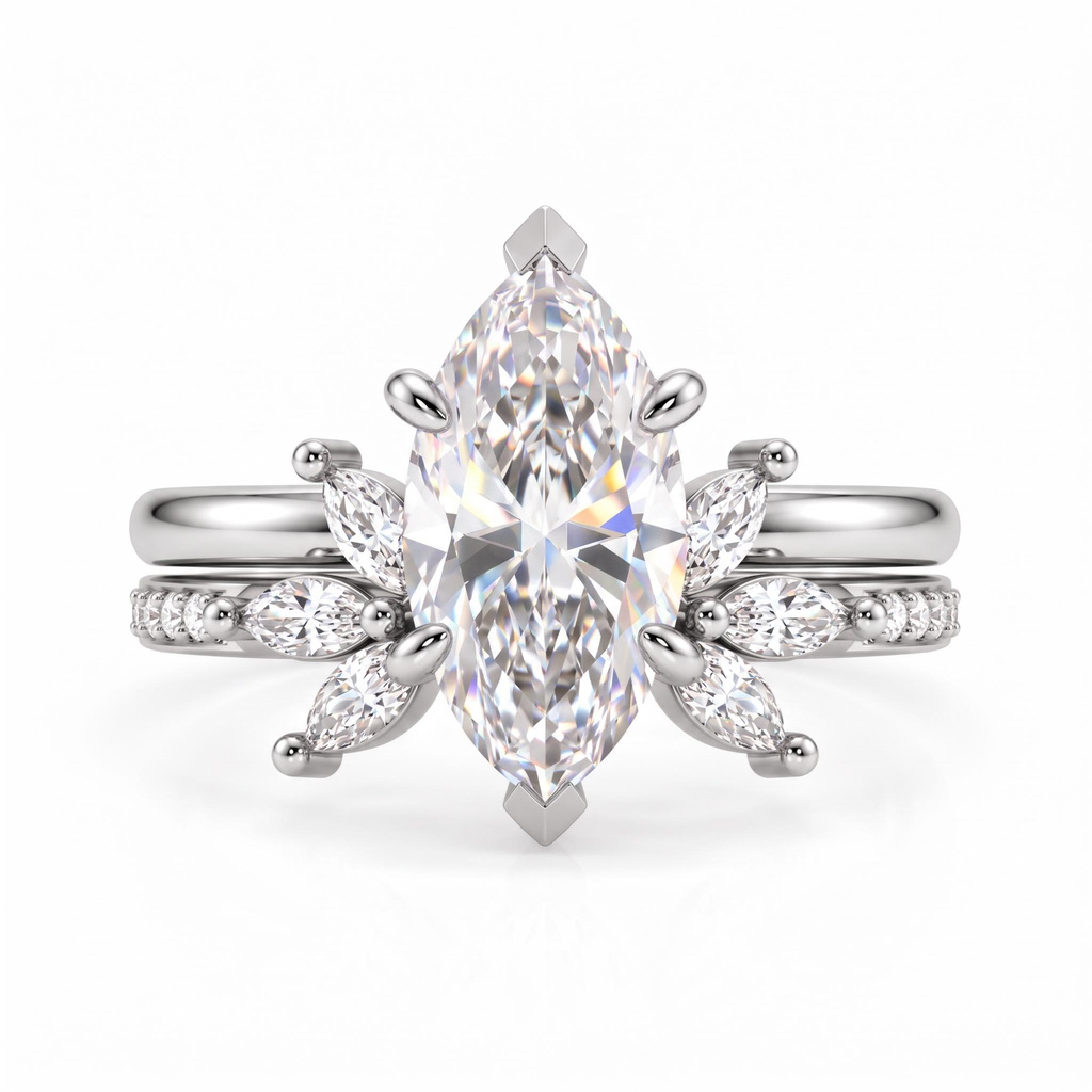 3.52 ct.tw. Marquise-Cut White Diamond Floral Ring Set 3.52 ct.tw. Marquise-Cut White Diamond Floral Ring Set